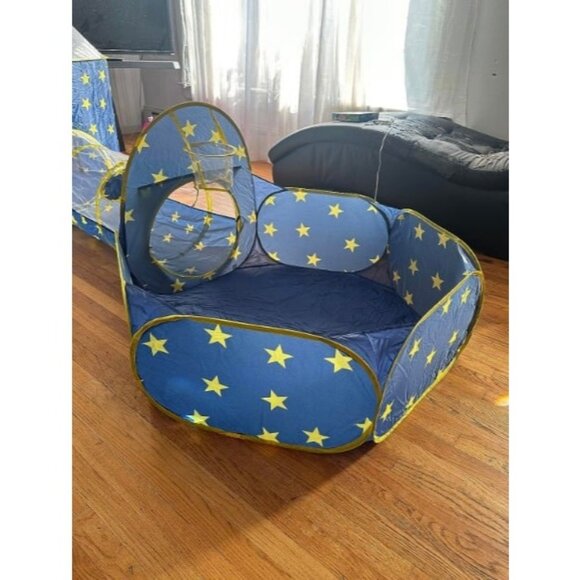 3pc Kids Play Tent for Boys with Ball Pit, Crawl Tunnel - Picture 3 of 3